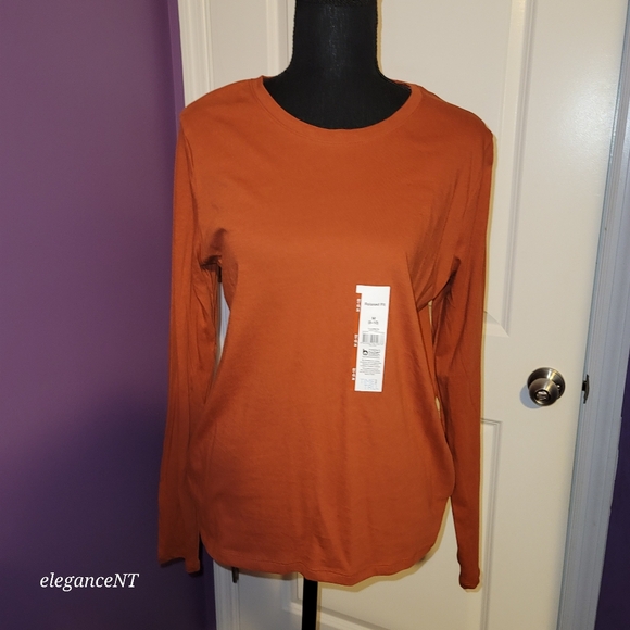 Time and Tru Women's Long Sleeve Orange Shirt Sz: M NWT - Picture 6 of 7